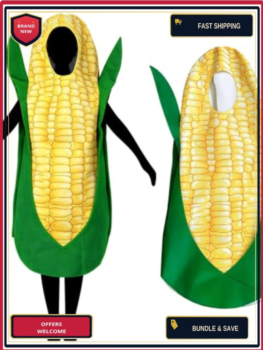 Adult Corn Halloween Costume Funny Food Veggie Theme Outfit